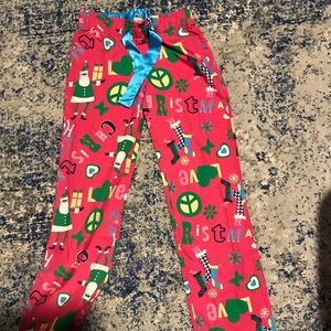 Pink girl pajama Xmas pants